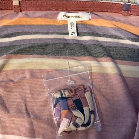 nwot Maurices Pink Beige Stripes Convertible Hi-low Maxi Dress US XS - Picture 5 of 6